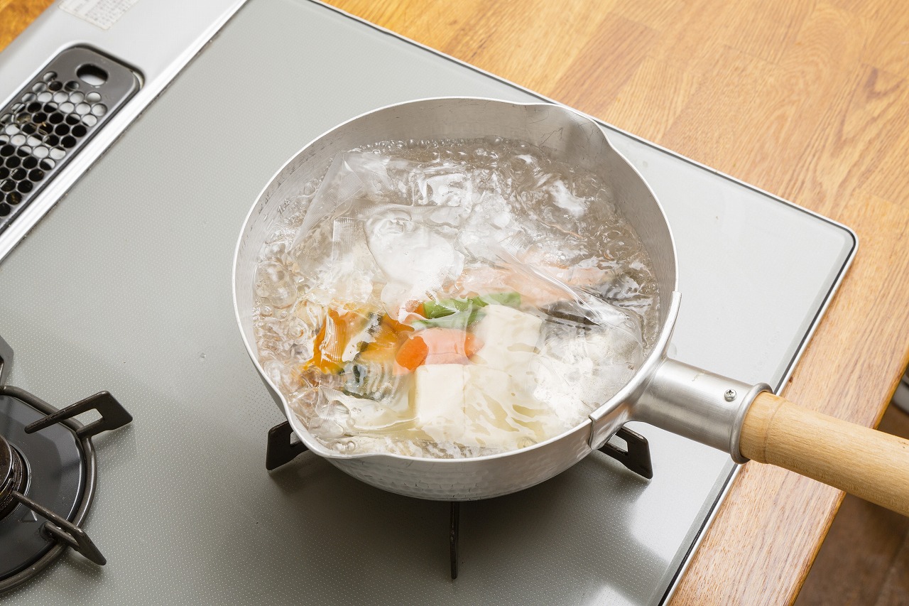 わんまいるの湯せん調理